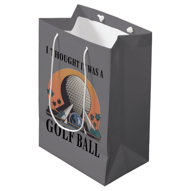 I Thought It Was A Golf Ball Funny Golfing Lover Medium Gift Bag (Front Angled)