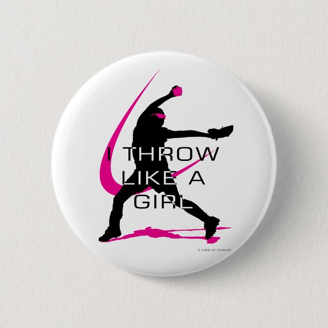 I Throw like a Girl Pink Softball 6 Cm Round Badge (Front)