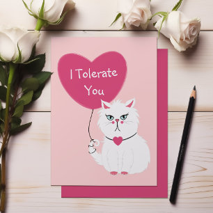 I Tolerate You Sarcastic Cat Valentine's Day  Holiday Card