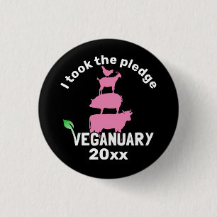 I took the 20xx Veganuary pledge! 3 Cm Round Badge