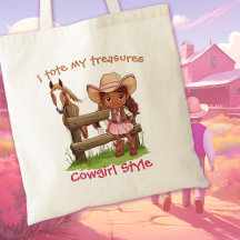 I Tote My Treasures Cowgirl Style Cute Tote Bag