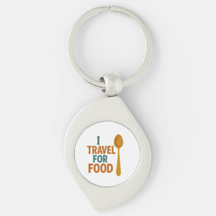 I Travel For Food – Vintage Spoon Adventure Key Ring