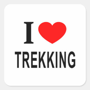 I ❤️ TREKKING I LOVE TREKKING I HEART TREKKING SQUARE STICKER