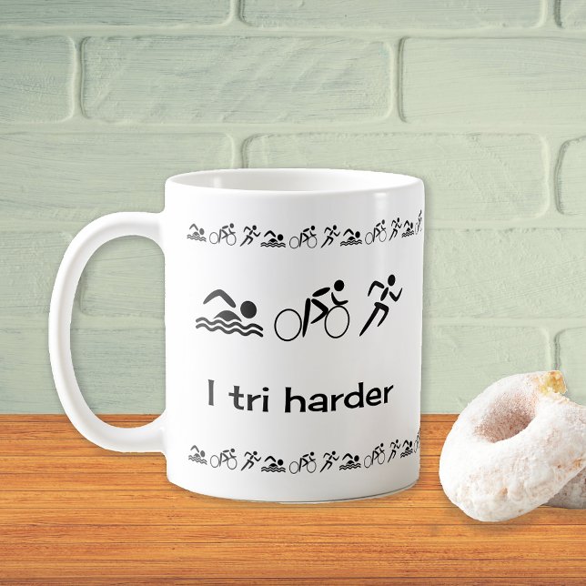 I tri harder fun sports mug (Creator Uploaded)
