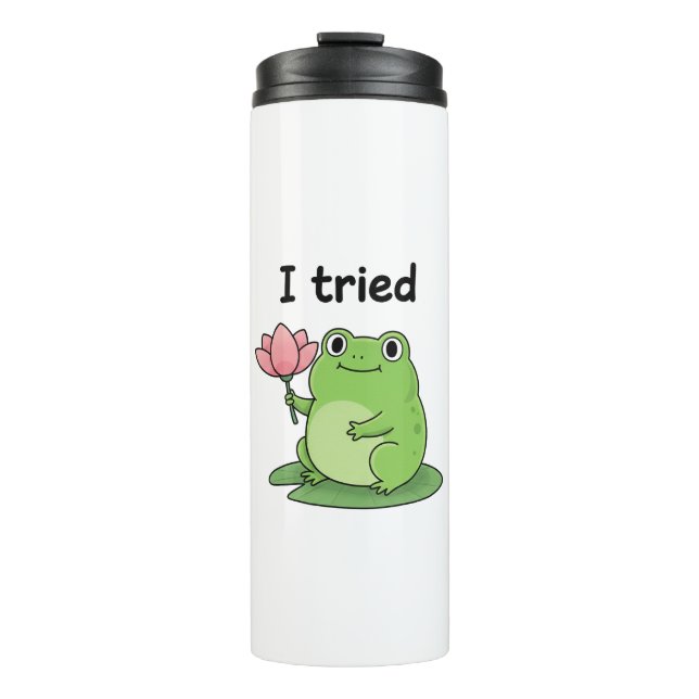 "I Tried" Froggy Effort Design Thermal Tumbler (Front)
