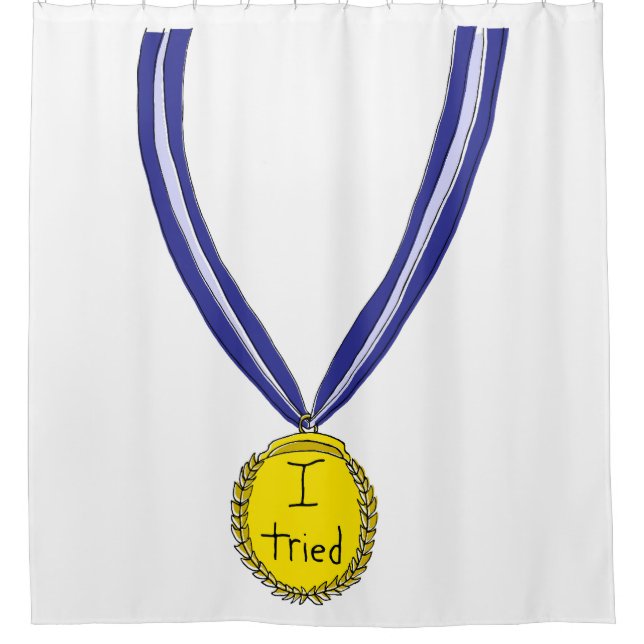 I Tried Medal Shower Curtain (Front)