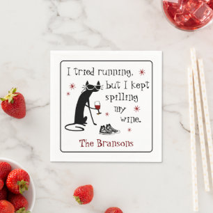I Tried Running Funny Wine Quote Napkin