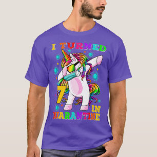 I Turned 7 In Quarantine Dabbing Unicorn 7th Birth T-Shirt