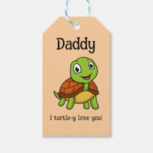 I Turtley Love You Daddy! Cute Father's Day Turtle Gift Tags