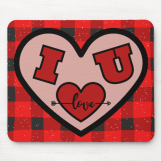 I ♥ U I Love You Buffalo Plaid Mousepad