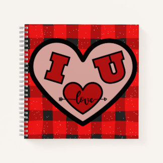 I ♥ U I Love You Buffalo Plaid Spiral Notebook