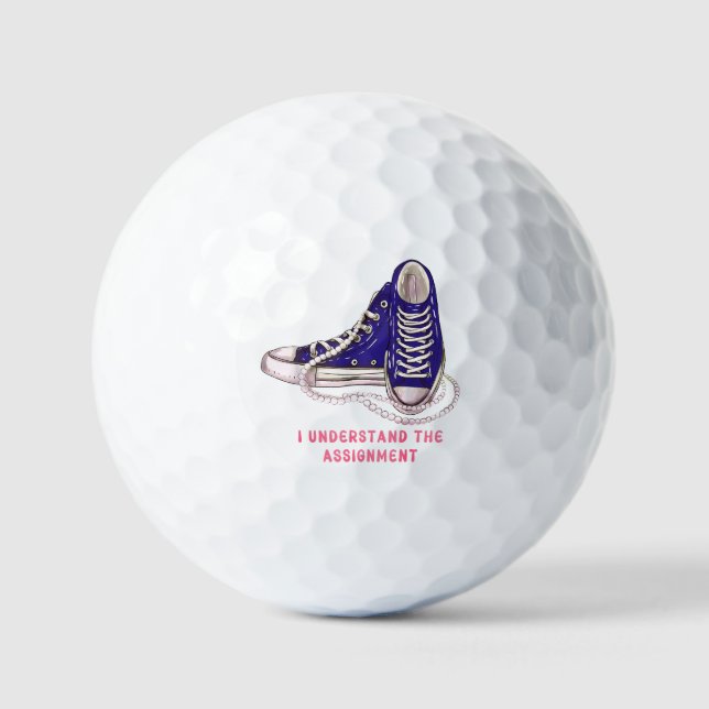 I Understand the Assignment Blue Sneakers Art Golf Balls (Front)