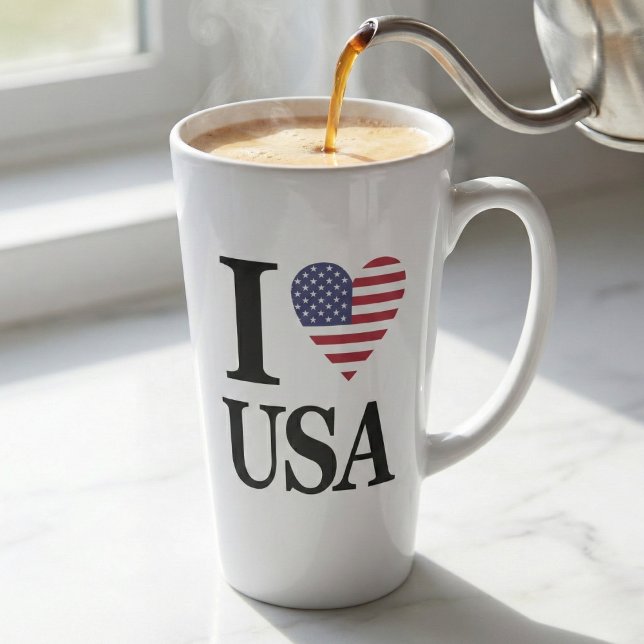 "I ❤️ USA" LATTE MUG (Sip The American Dream.)