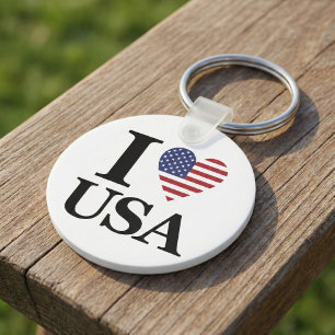  "I ❤️ USA" Round Keychain
