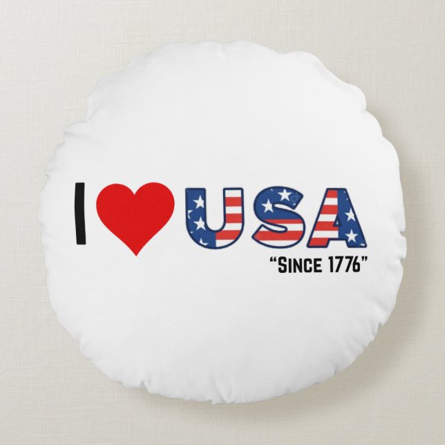 I ❤️ USA – Since 1776 Round Cushion (Front)