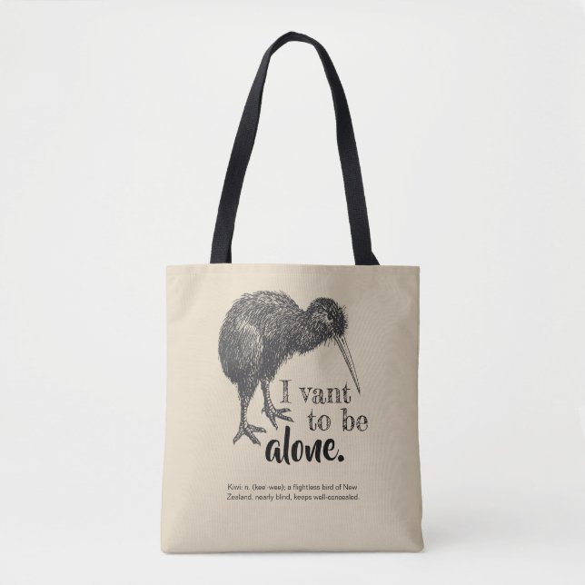 I Vant to be Alone Kiwi Bird Nature Tote Bag (Front)