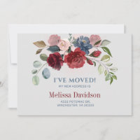 I’ve Moved Burgundy Floral Botanical