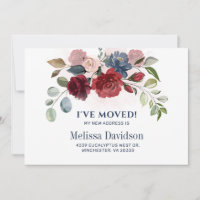 I’ve Moved Burgundy Floral Botanical Moving