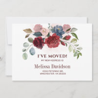I’ve Moved Burgundy Floral Moving