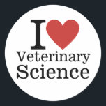 I ❤️ Veterinary Science for Students/Faculty Classic Round Sticker<br><div class="desc">Show your love for animals and science with the I ❤️ Veterinary Science CUSTOM Classic Round Sticker! Designed for students, faculty, and veterinary science enthusiasts, this premium sticker is perfect for adding a personal touch to your laptops, notebooks, or clinic essentials. With its bold design and customisable option, it’s a...</div>