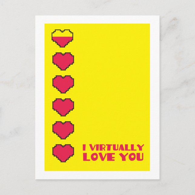 I virtually love you digital hearts postcard (Front)