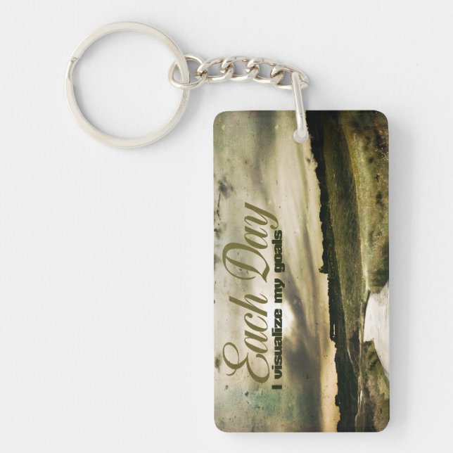 "I visualise my goals" Motivation Affirmation Key Ring (Front)