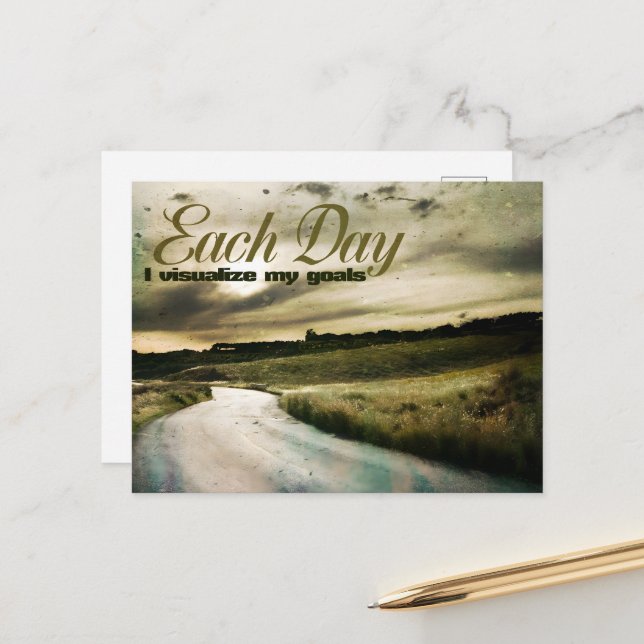 "I visualise my goals" Motivation Affirmation Postcard (Front/Back In Situ)