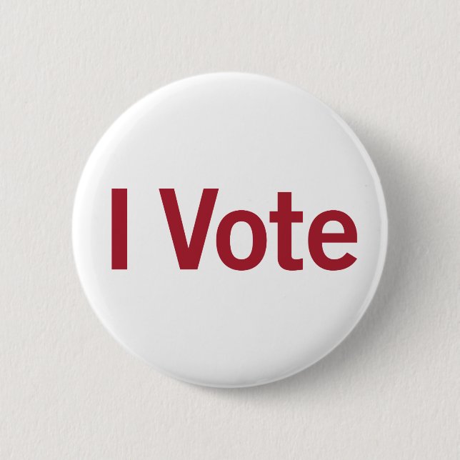 I Vote Button - Red on White (Front)