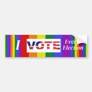 I VOTE Every Election Pride Colours Bumper Sticker