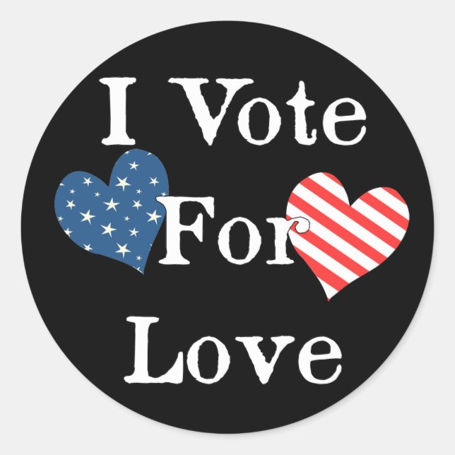 I Vote For Love Classic Round Sticker (Front)