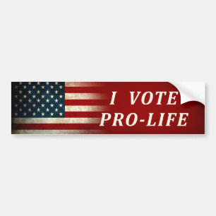 I Vote Pro-Life Patriotic American Flag Bumper Sticker