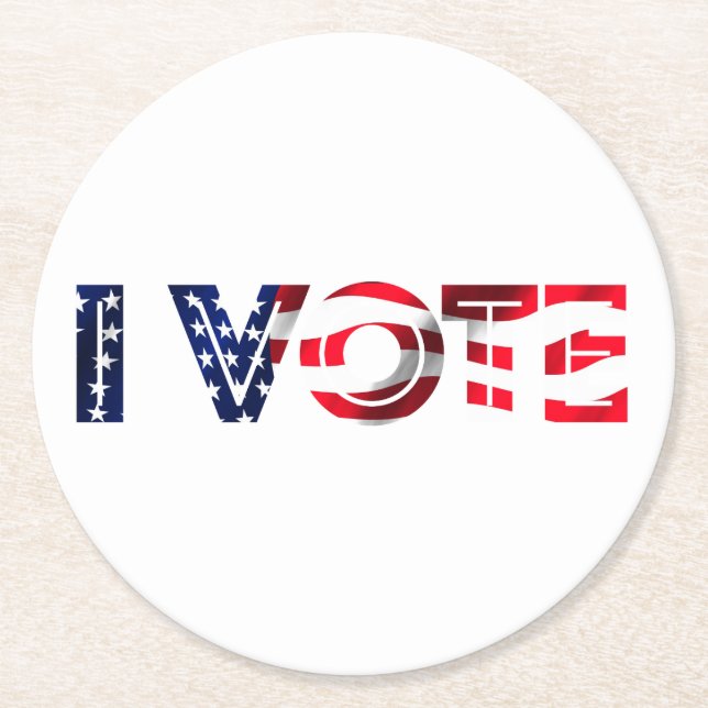 I Vote Round Paper Coaster (Front)