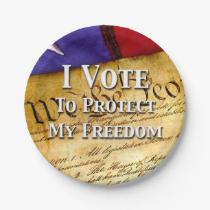 I Vote To Protect My Freedom Paper Plate
