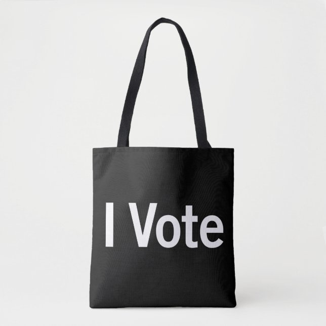 I Vote Tote - White Text Bag (Front)