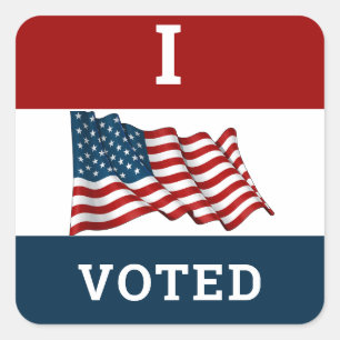 I Voted 2024 Elections With America Flag Square Sticker
