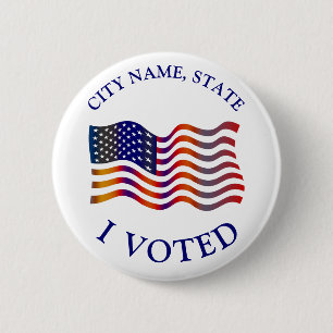I Voted American Flag Red White Blue Election 6 Cm Round Badge