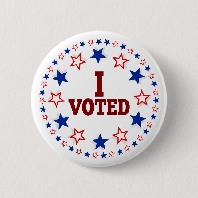 I Voted American Stars Red White Blue Election 6 Cm Round Badge (Front)