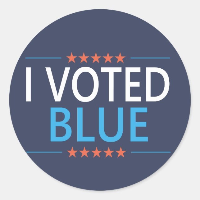 I Voted Blue Democrat Classic Round Sticker (Front)