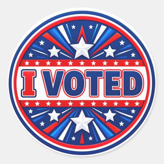 I Voted Classic Round Sticker (Front)