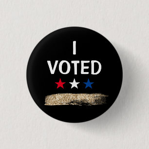 I Voted Elections Sparkles Stars 3 Cm Round Badge