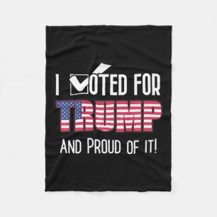 I Voted For Trump Patriotic Flag Patriot American  Fleece Blanket