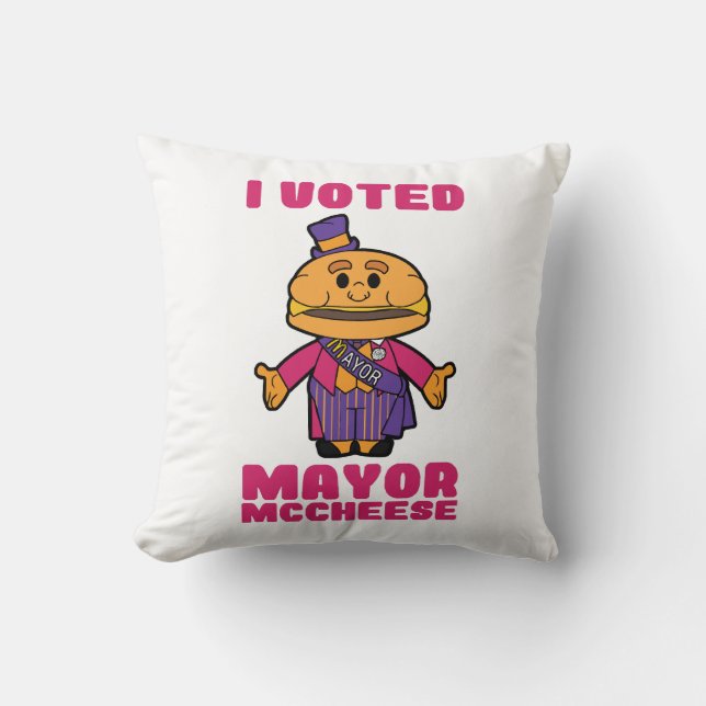 I Voted Mayor Mccheese Cushion (Front)