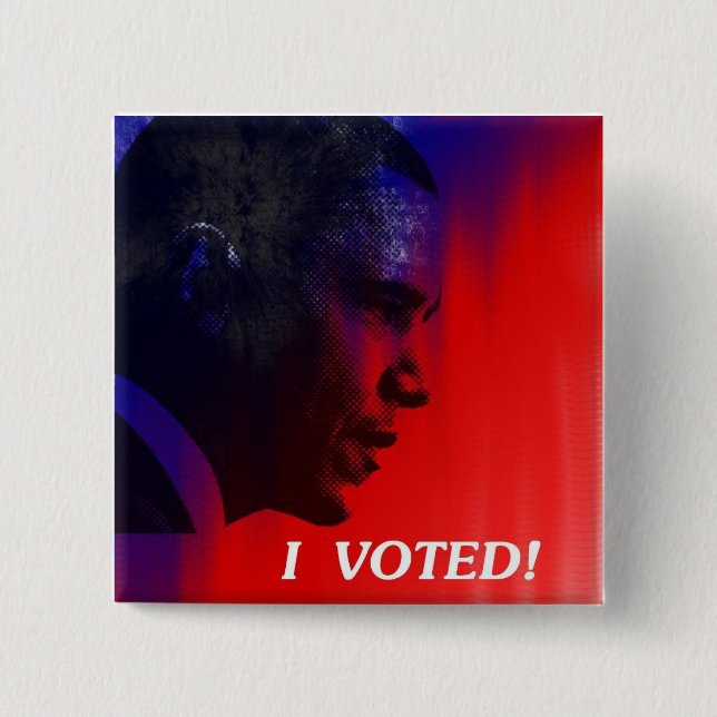 I Voted -- Obama 15 Cm Square Badge (Front)