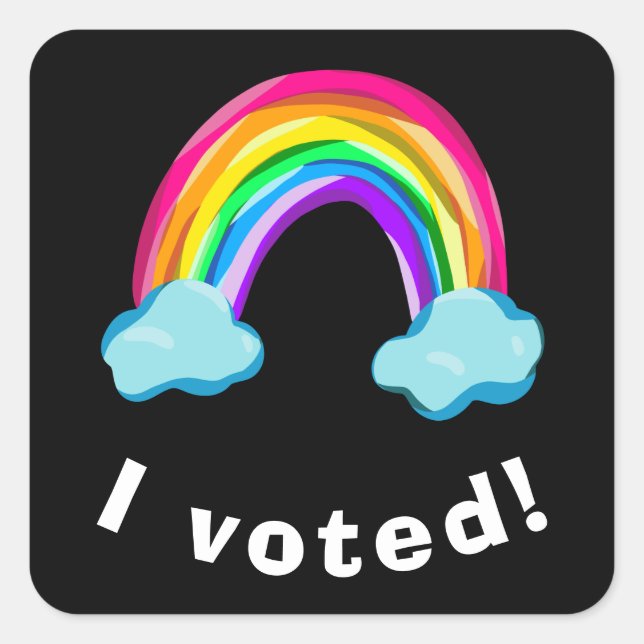 "I Voted!" Rainbow  Square Sticker (Front)