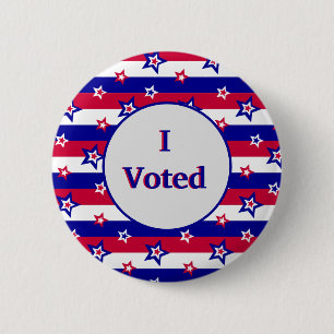 I Voted Red White and Blue Stars and Stripes 6 Cm Round Badge