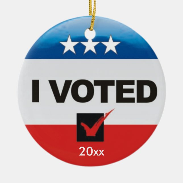 I Voted TWO-SIDED Keepsake Election Ceramic Tree Decoration (Front)