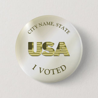 I Voted USA Golden Elegant Election 6 Cm Round Badge
