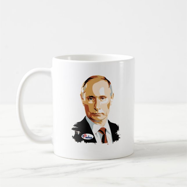 I Voted Vladimir Putin with USA I Voted Sticker Coffee Mug (Left)