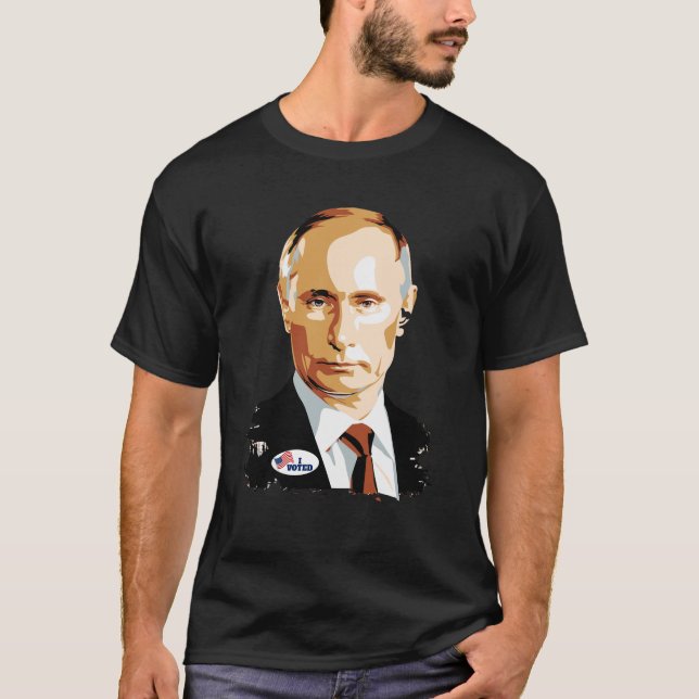 I Voted Vladimir Putin with USA I Voted Sticker T-Shirt (Front)