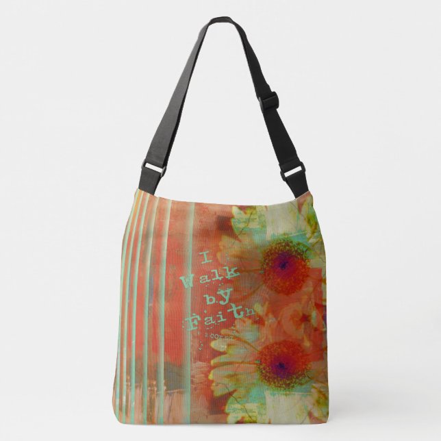 I Walk By Faith Gerber Daisy Christian Bag (Front)
